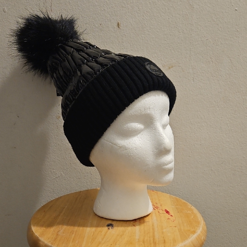 Pajar Black Knit Pom-Pom Hat